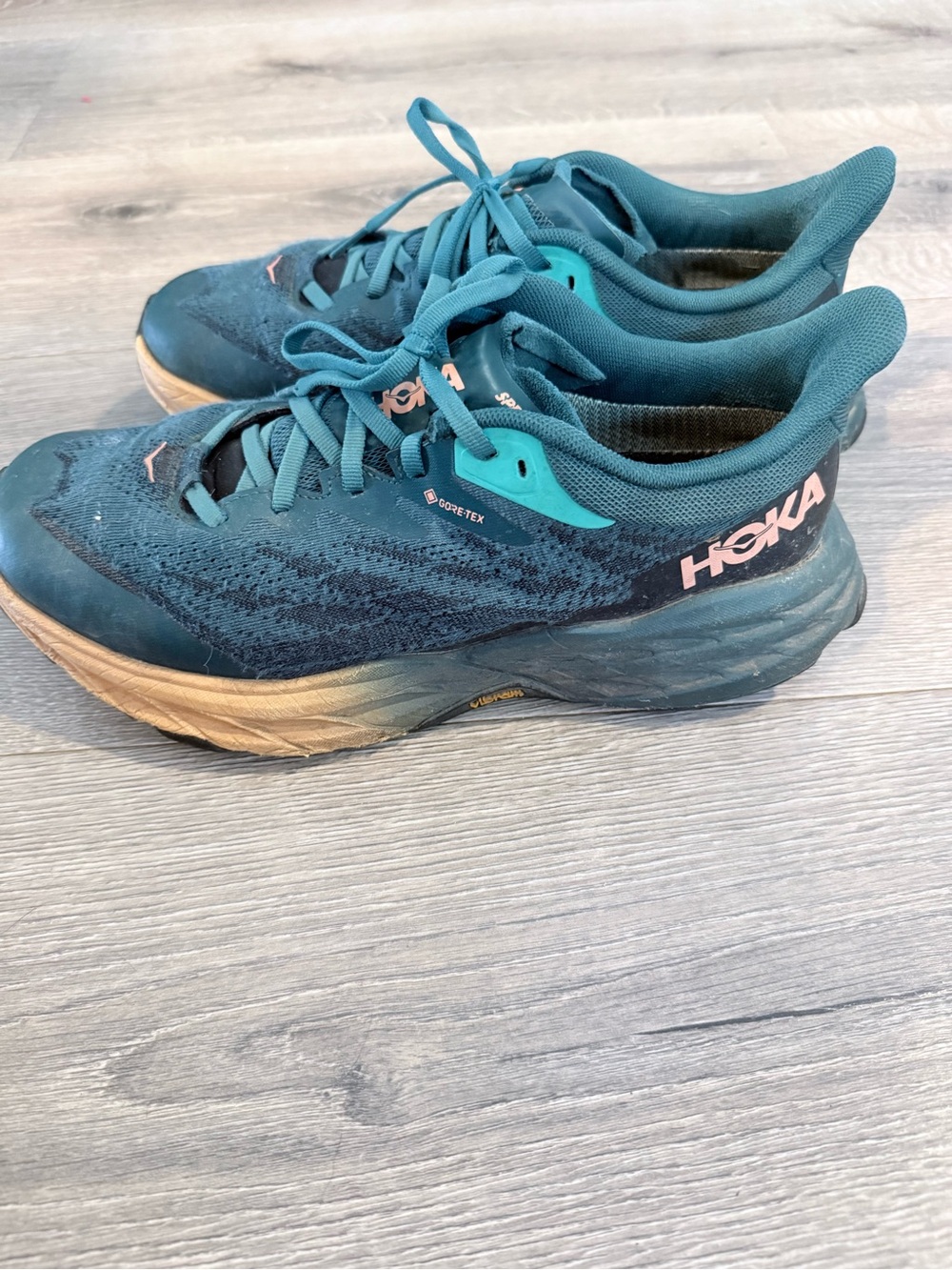 Hoka Women's Teal and Pink Trail Running Shoes